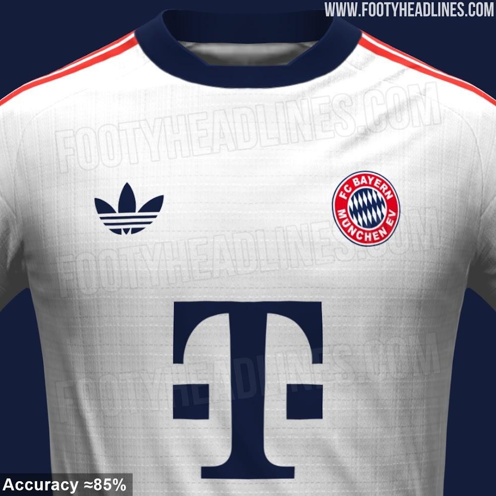 一号-拜仁26/27客场球衣谍照：白色为主搭配三叶草logo，经典队徽回归